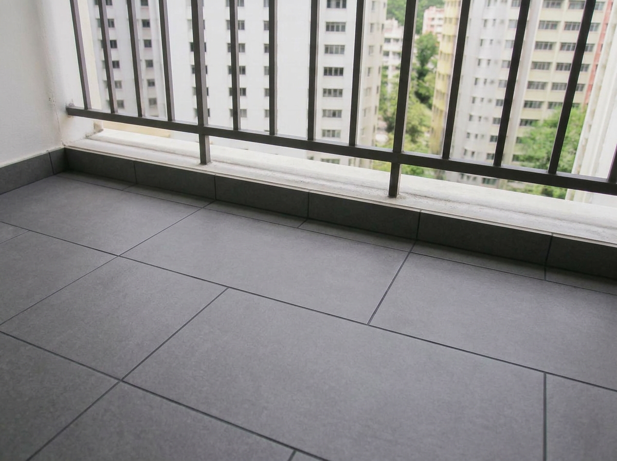 The same balcony after full waterproof membrane and re-tiling